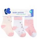 Бебешки чорапи с 3D уши Kikka Boo - Bear with me, 6-12 месеца, 3 чифта, Pink  - 1t