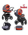 Бебешка комбинирана количка 3в1 Buba - Bella 713, Pewter-Orange - 1t