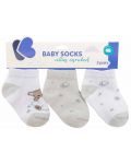 Бебешки летни чорапи Kikka Boo - Dream Big, 6-12 месеца, 3 броя, Beige  - 1t