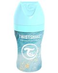 Бебешко шише Twistshake - Мраморно синьо, неръждаема стомана, 260 ml - 2t
