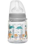Бебешко стъклено шише NIP - Flow S, 0 м+, 120 ml, Boy - 1t