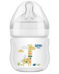 Бебешко шише Wee Baby Natural, PP, 125 ml, бяло с жираф - 1t