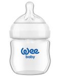 Бебешко стъклено шише Wee Baby - Natural, 125 ml - 1t