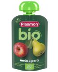 Био плодова закуска Plasmon - Пауч с ябълка и круша, 6 м+, 100 g  - 1t