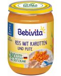 Био ястие Bebivita - Ориз с моркови и пуешко месо, 190 g - 1t