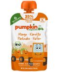 Био пюре Pumpkin Organics - Пауч с овесени ядки, манго и морков, 100 g - 1t