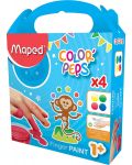 Бои за рисуване с пръсти Maped Color Peps - 4 цвята, 80 ml - 1t