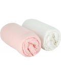 Чаршафи Babycalin - 2 броя, 60 х 120 cm, 100% памук, бял/розов - 2t