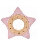 Чесалка от дърво и силикон Kikka Boo - Star, Pink - 1t