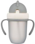 Чаша с Flip-top сламка Canpol babies - Matte Pastels,  210 ml, сива - 1t