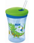 Чаша със сламка NUK Evolution - Action Cup, Chameleon, синя, 230 ml - 1t