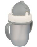 Чаша с Flip-top сламка Canpol babies - Matte Pastels,  210 ml, сива - 3t