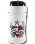Чаша със силиконова сламка Rock Star Baby - 340 ml , сърце с крила - 1t