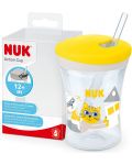 Чаша със сламка NUK Evolution - Action Cup, 230 ml, жълта - 2t