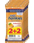 Clean & Refresh Антибактериални мокри кърпи, портокал, 4 х 15 броя, Wet Hankies - 1t