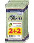 Clean & Refresh Антибактериални мокри кърпи, зелена ябълка, 4 х 15 броя, Wet Hankies - 1t