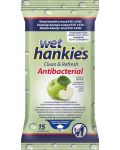 Clean & Refresh Антибактериални мокри кърпи, зелена ябълка, 15 броя, Wet Hankies - 1t