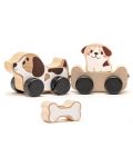 Дървена играчка на колела Cubika - Умни кученца - 1t