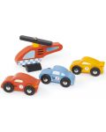 Дървен игрален комплект Tender Leaf Toys - Паркинг с колички Blue Bird - 4t
