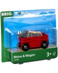 Дървена играчка Brio - Вагонче с носорог - 4t