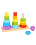 Дървена играчка за нанизане 3 в 1 Tooky Toy - Пирамиди - 2t