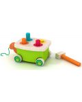 Дървена играчка Acool Toy - Костенурка с колелца и чукче - 2t