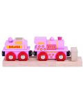 Дървена играчка Bigjigs - Розов локомотив  - 2t