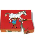 Дървени кубчета Pippi - Пипи Дългото чорапче, 6 броя - 3t