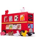 Дървена играчка за сортиране Bigjigs - Автобус с животинчета - 1t