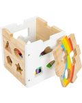 Дървен комплект за сортиране Small Foot - Куб с геометрични фигури, Дъга - 2t