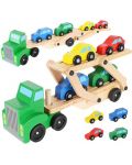 Дървена играчка Kruzzel - Автовоз с колички - 1t