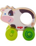 Дървена играчка за бутане Haba - Крава - 1t