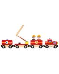 Дървена магнитна играчка Janod - Влак, пожарна команда - 1t