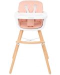 Дървено столче за храненe Kikka Boo - Woody, розово - 2t