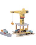 Дървен комплект Tooky Toy - Пристанищен кран с аксесоари - 1t
