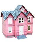 Дървена къща за кукли Melissa & Doug - Викторианска, розова - 1t
