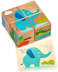 Дървен пъзел с кубчета Lucy&Leo - Диви животни - 3t