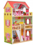 Дървена къща за кукли Moni Toys - Emily, със 17 аксесоара - 1t
