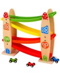 Дървена играчка Lelin - Рали, с колички - 1t