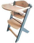 Дървен стол за хранене 2в1 Cangaroo - Nuttle, сив - 3t