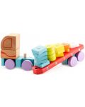 Дървена играчка за нанизване Cubika - Автовоз, сортер на геометрични форми - 4t