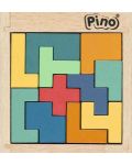 Дървена мини главоблъсканица Pino - 11 части, пастелни цветове - 1t