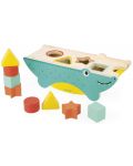 Дървена играчка за сортиране Janod - Крокодил, с 8 формички - 4t