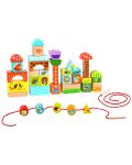 Детски комплект за низане Tooky Toy - Дървени кубчета - 1t