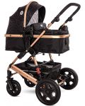 Детска комбинирана количка 3в1 Lorelli - Lora Set, Luxе Black - 2t