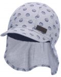 Детска лятна шапка с платка с UV 50+ защита Sterntaler - С котвички, 51 cm, 18-24 месеца, сива - 4t