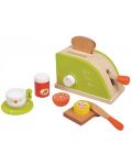 Игрален комплект Lelin - Детски тостер, с продукти за закуска, зелен - 1t
