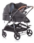 Детска количка за близнаци Chipolino - ДуоСмарт, синьо/розова - 12t