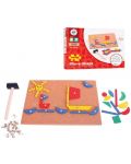 Детска дървена игра Bigjigs - Мозайка с чукче и пинчета - 2t