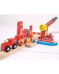 Детски дървен комплект Bigjigs - Морско влаково спасяване при пожар - 4t